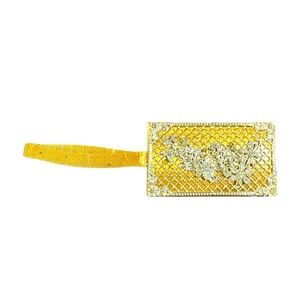 Vintage rectangular gold metal mirror lipstick  divisions piece of conversation
